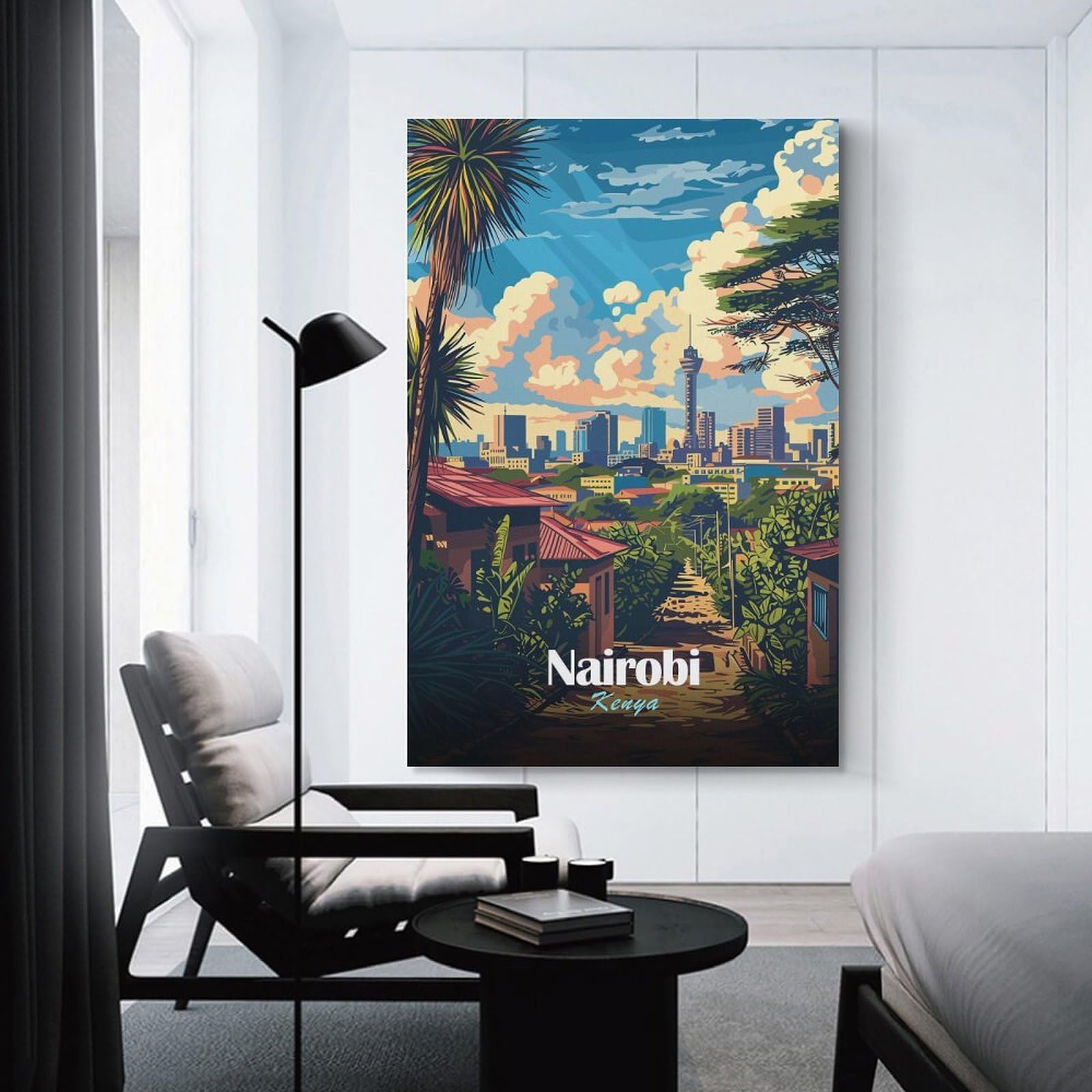 Junmoney Nairobi Kenya Cityscape Canvas Wall Decor, 20x30inch(50x75cm), for Art Walls, Layered Displays Or Homes, Home Wall Art for Statement Displays
