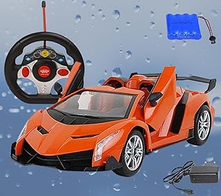 AARYA TOYS Plastic RC CAR with OPENABLE Doors and Rechargeable Battery Big Size RC CAR with Open Door and Steering Remote Control (Orange)