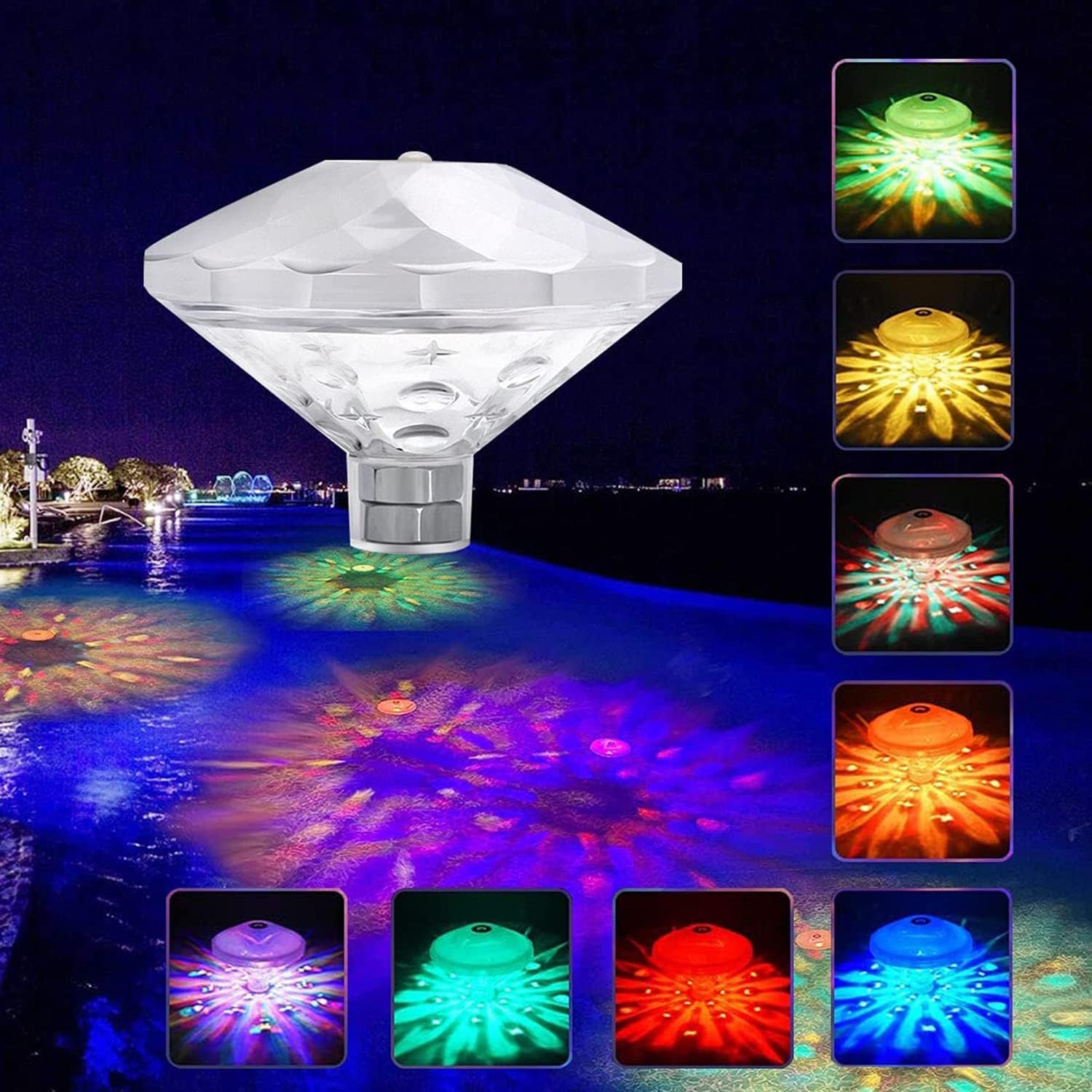 Floating Pool Lights Underwater Waterproof Lights LED Pond Lights, Swimming Pool Disco Pool Party or Pond Decorations, Pool Accessories for Adults, Hot Tub Bath Toys for Swimming Wedding Decor 1pcs