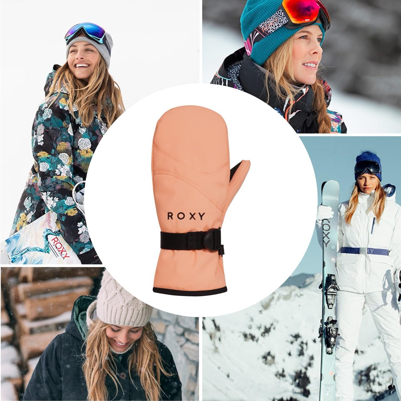Roxy Rękawiczki snowboardowe/narciarskie dla dziewczynek, DryFlight, bez PFC, izolacja WarmFlight, ekran dotykowy, regulowany, brzoskwiniowy, rozmiar S