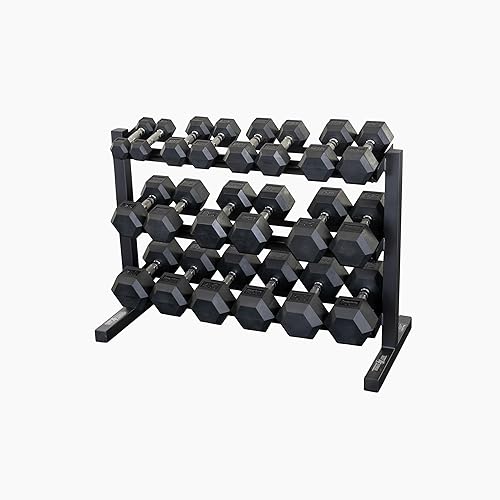 Miniatura 4 de Best Fitness 3 Tier Dumbbell Rack Stand for Home Gym, Free Weight Sets Dumbbells Organizer, Midnight Black