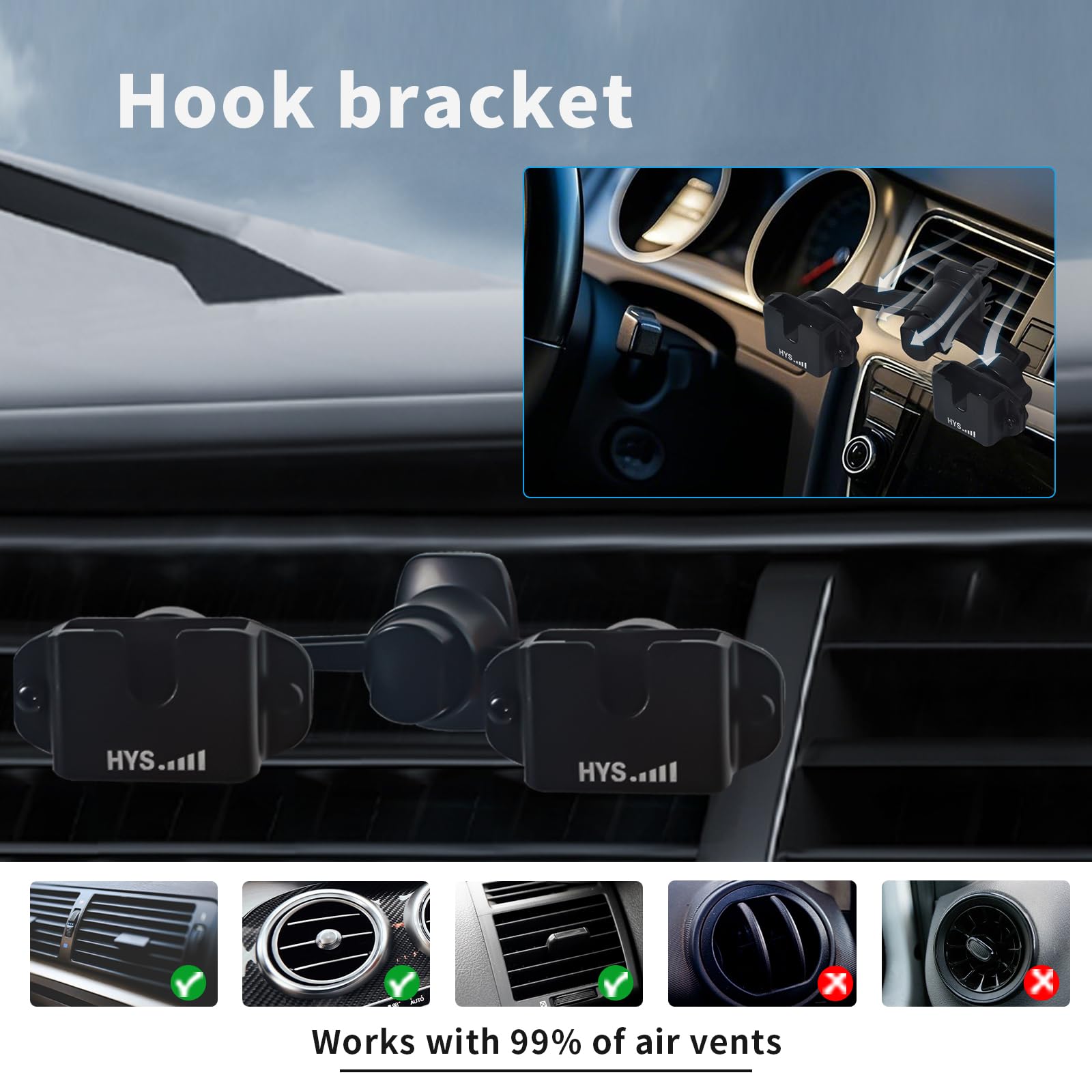 HYS Car/Truck 17mm Double Ball Mount with Air Vent HT Speaker Mic with Button or Belt Clip Mount Holder for Uniden Scanners, Motorola, baofeng, Anytone Icom Kenwood Yaesu Microphone