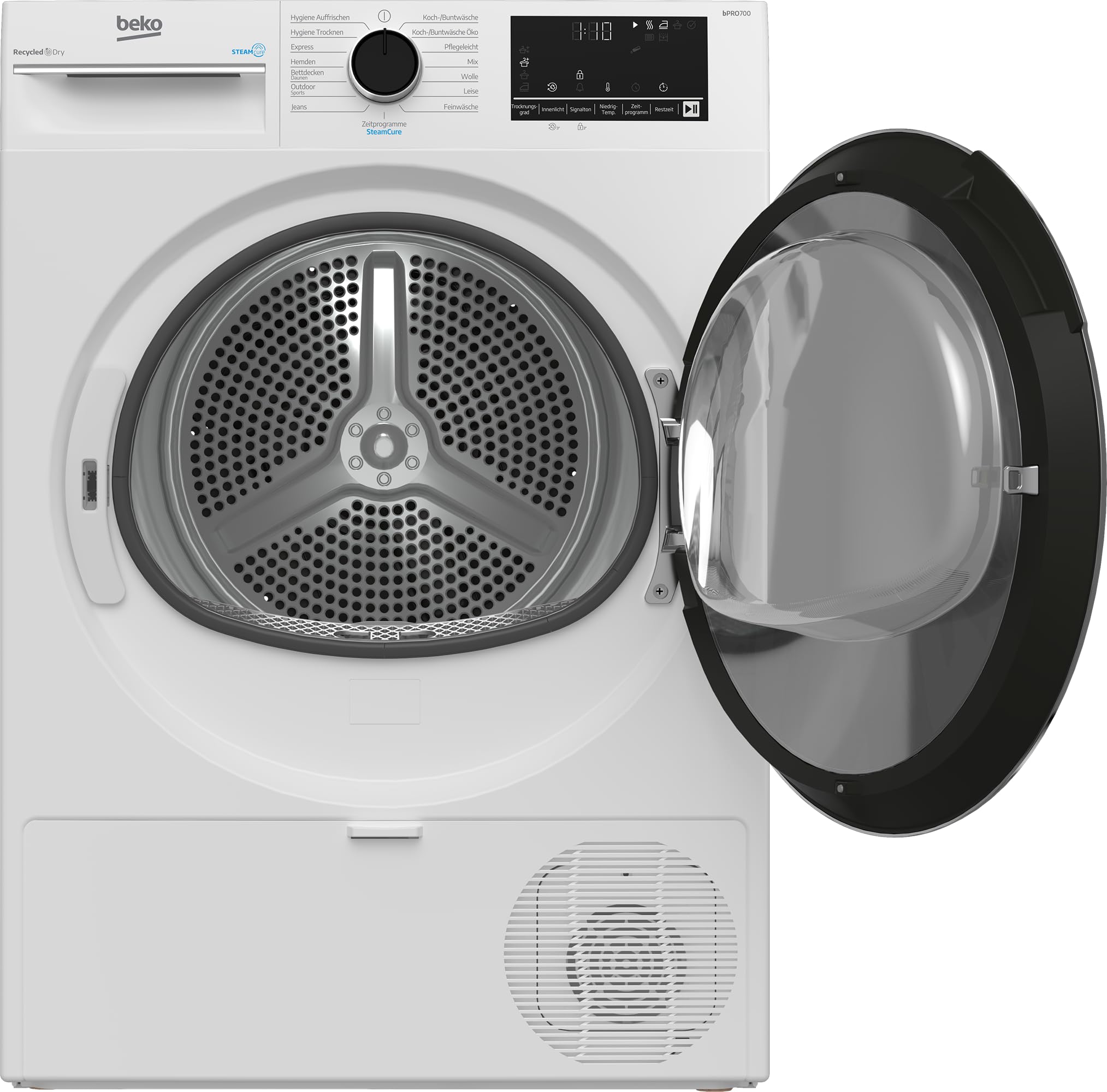 Beko B3TSW48C9ZW Wäschetrockner, 8 kg, Frontlader Kondenstrockner, 15 Programme, Sensortrocknung, Säulenfähig, Aquawave Schontrommel, Weiß