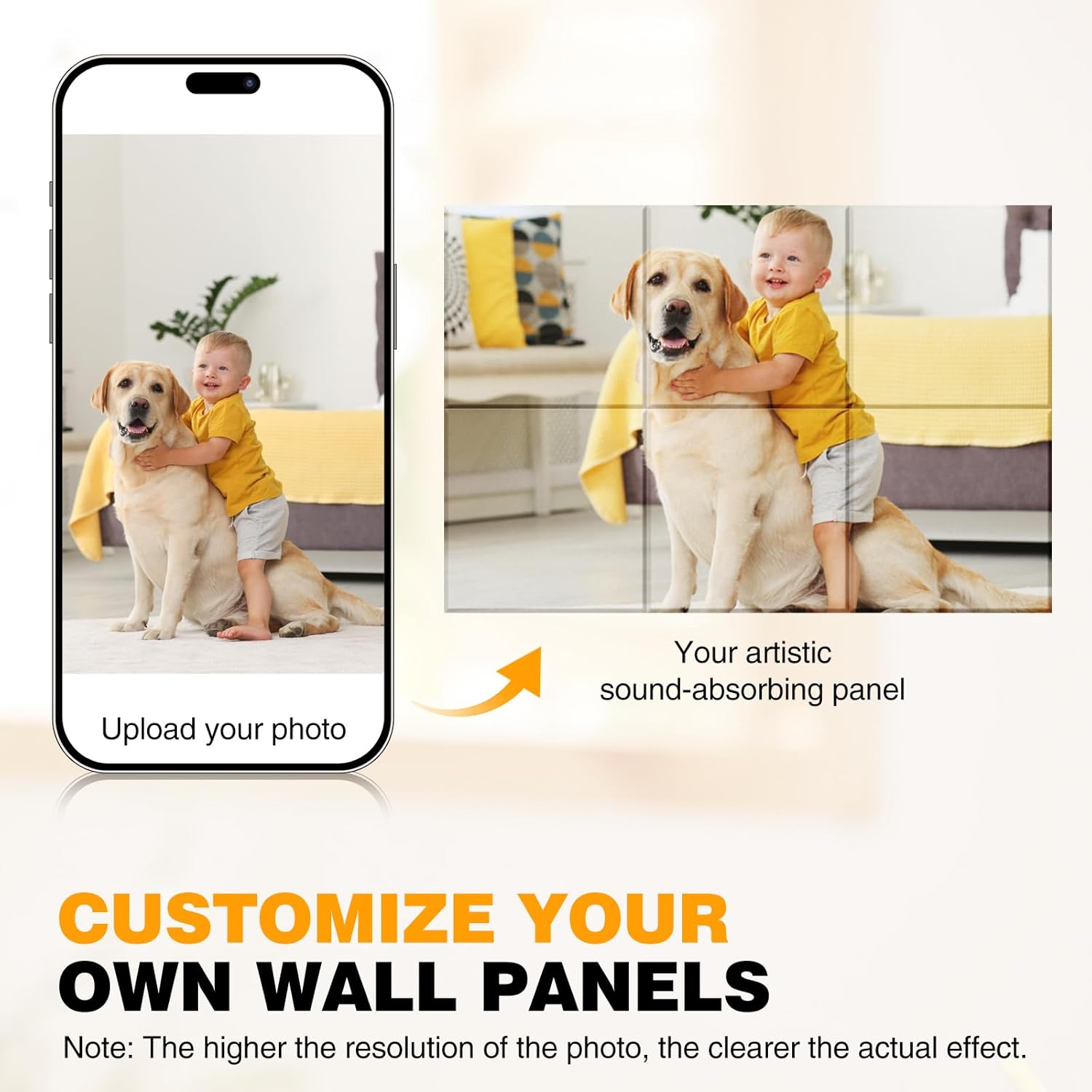 Custom Art Acoustic Panels, Customized Soundproof Wall Panels, Personalized Acoustic Absorbing Panel Wall Art for Office Living Room Home Decor (24" X 24", 4PCS)