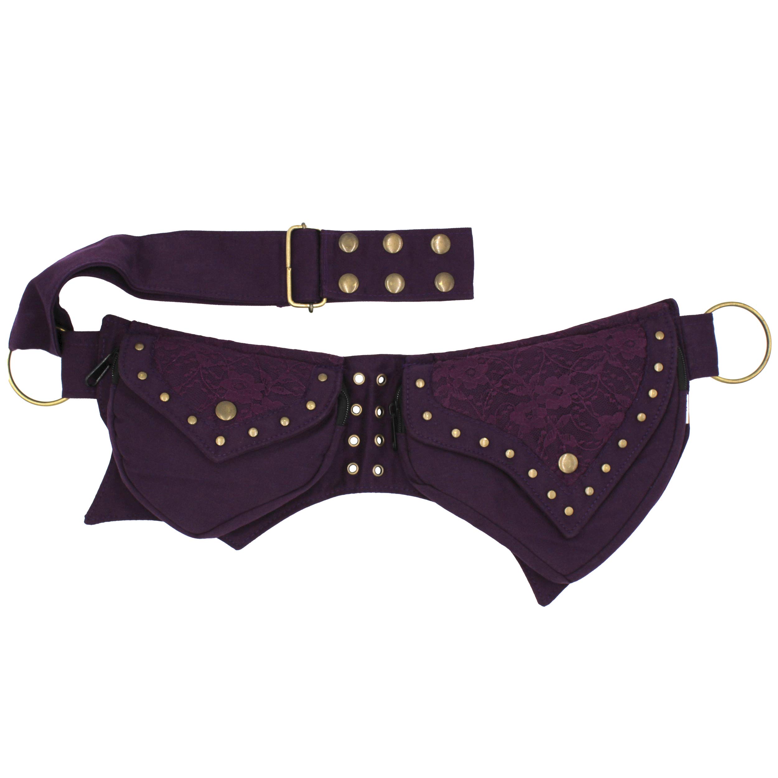 Practical Fannypack Cotton Waistbag Travel Utility Belt-Plum