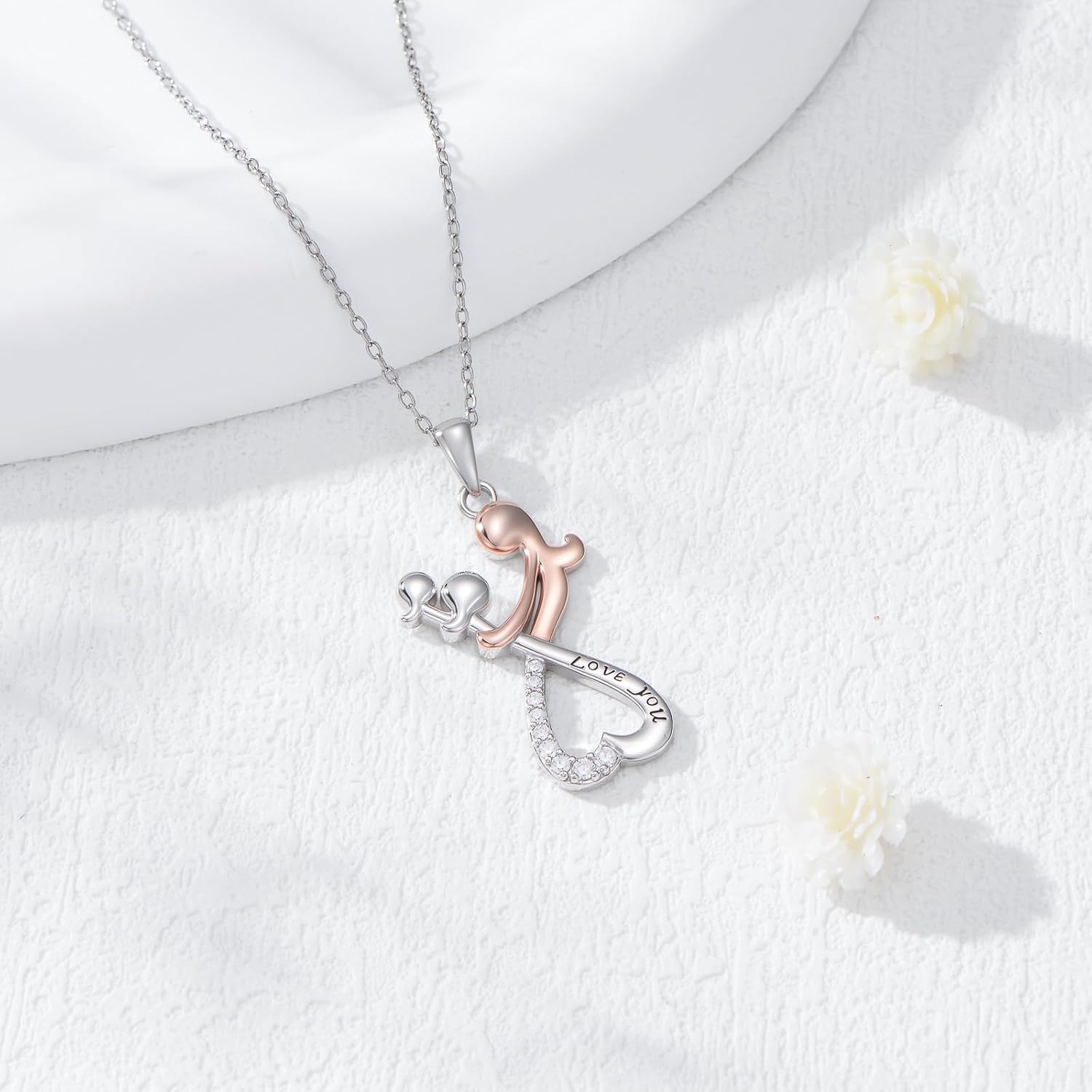 SIMONLY To My Daughter Necklace 925 Sterling Silver Love You Infinity Heart Pendant Mother and Daughter Necklaces Mothers Day Christmas Gift for Women Mom Daughter,with Stainless Steel Chain 18+2 Inch - Image 5