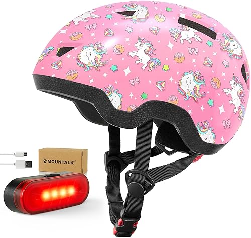 Casco de bicicleta para niños y niñas, cascos ajustables para niños, desde bebébebé hasta niños, 12345678 años con luztalla XS