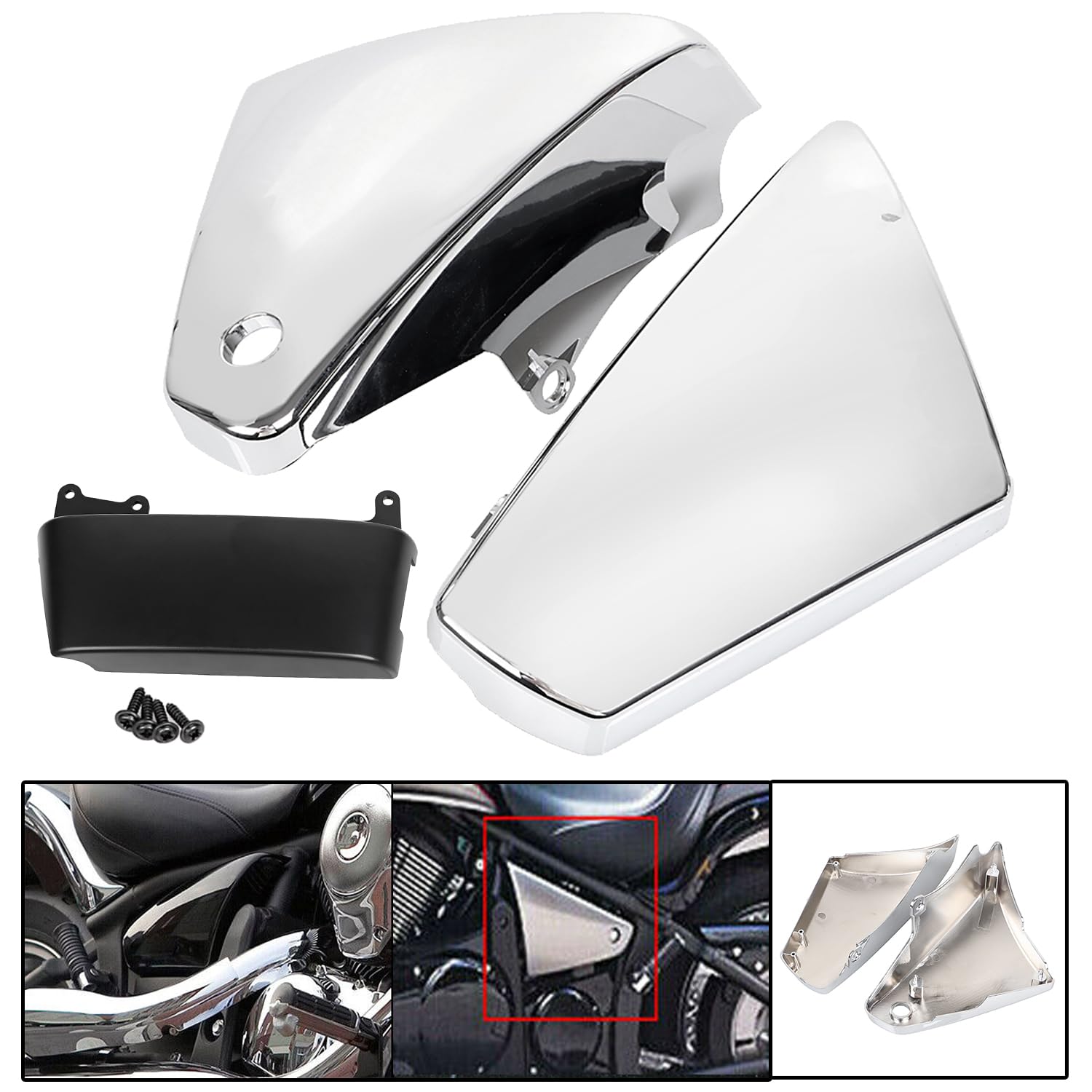 Coperchi laterali della batteria Chrome per K-awasaki Vulcan 900 VN900 Classic Custom 2006-2020