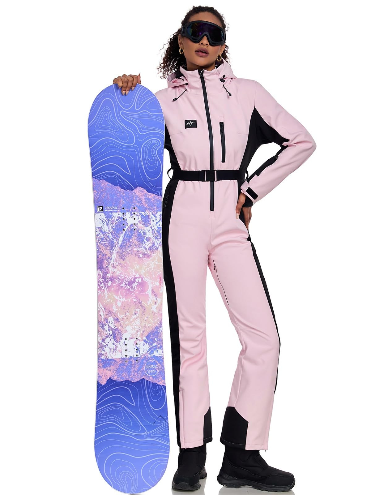 HOTIAN Tuta Da Sci Da Donna Tuta Da Sci In Un Pezzo Inverno Neve Calda Sciando Antivento Impermeabile Tuta Da Neve All'Aperto Con Cappuccio Ispessimento Tuta Da Sci Pink XS