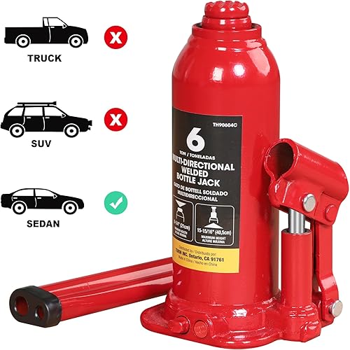 Miniatura 6 de BIG RED T90603C Torin soldó con autógena gato de botella de coche con vertical y horizontal Uso Capacidad 6 toneladas (12,000 libras), rojo