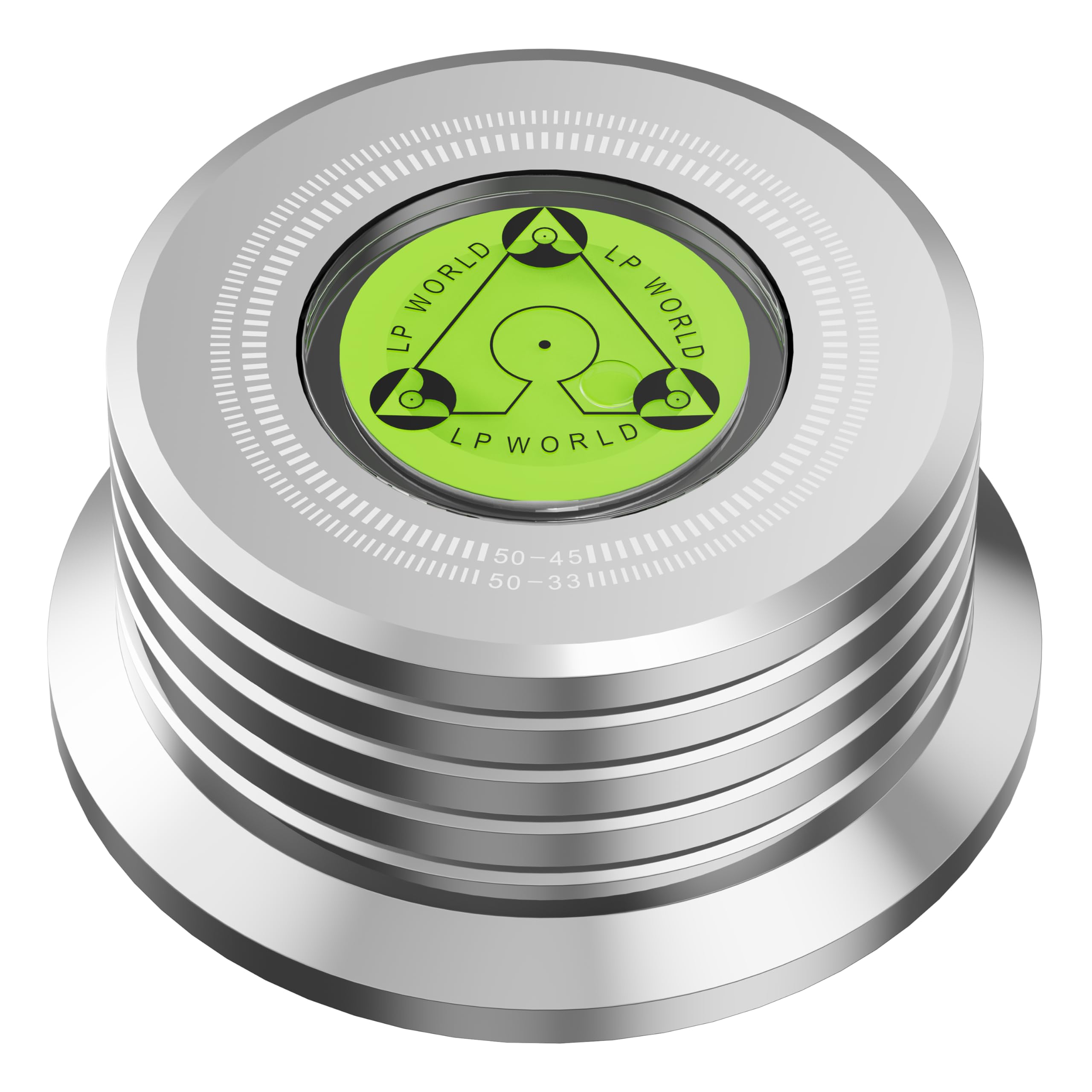 LP Weight Disc Stabilizer, 50Hz Turntable Level, HiFi 3 in 1 Strobe Speed Scale Record Puck 45RPM Vinyl Clamp with Bubble Level for Phonograph Players