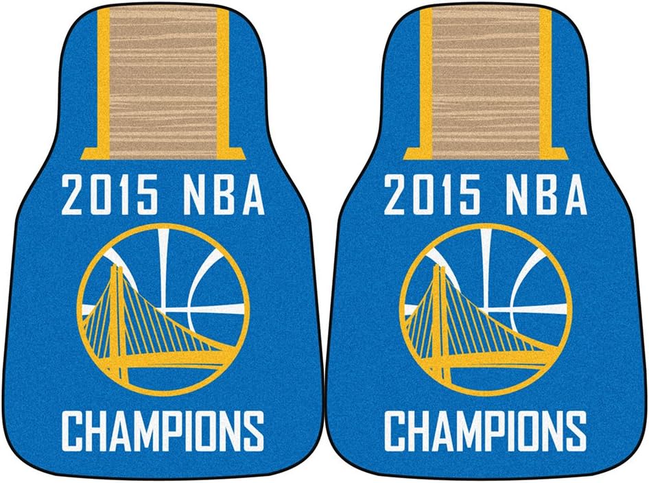 Fan Mats FAN-18265 Golden State Warriors 2015 NBA Champion Printed Carpet Car Mats, 18 x 27 - 2 Piece