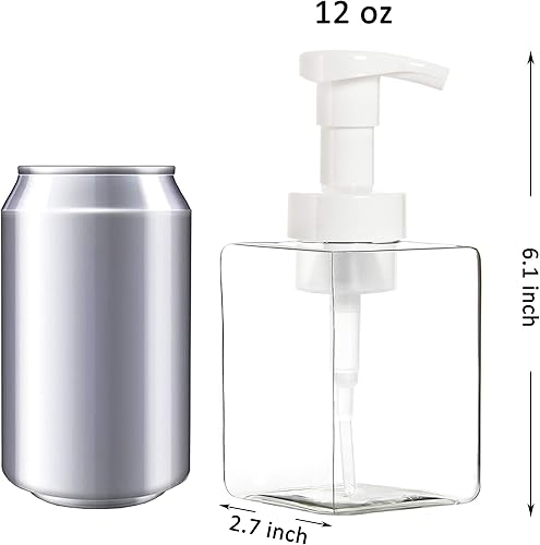 Miniatura 2 de Youngever Paquete de 4 botellas cuadradas de plástico transparente, botellas de bomba de plástico recargables con bloqueo de viaje (12 onzas)