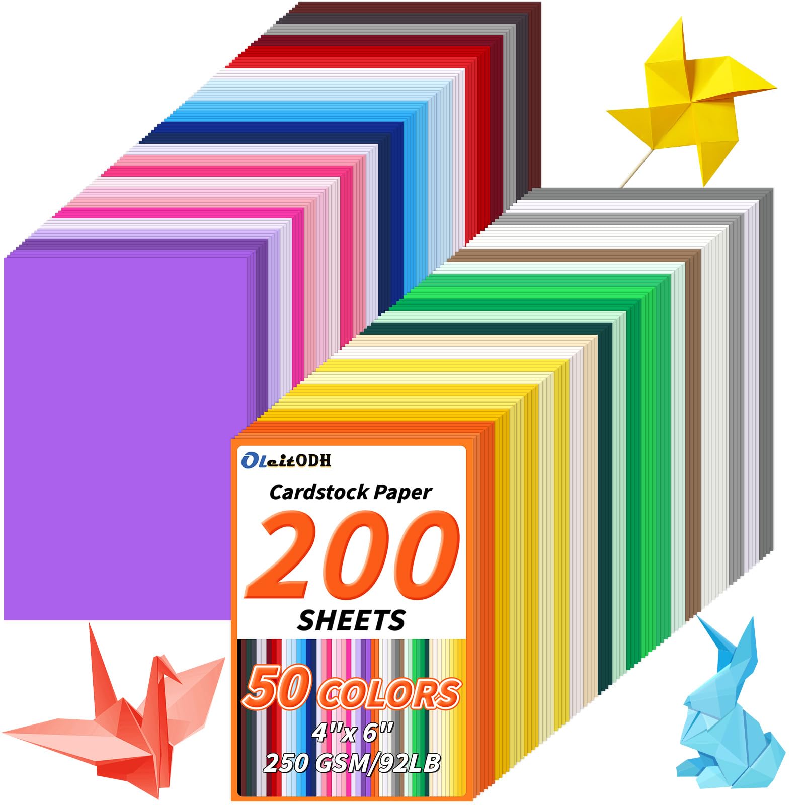 50 Colors 200 Pack Cardstock - Bulk Craft Paper -8