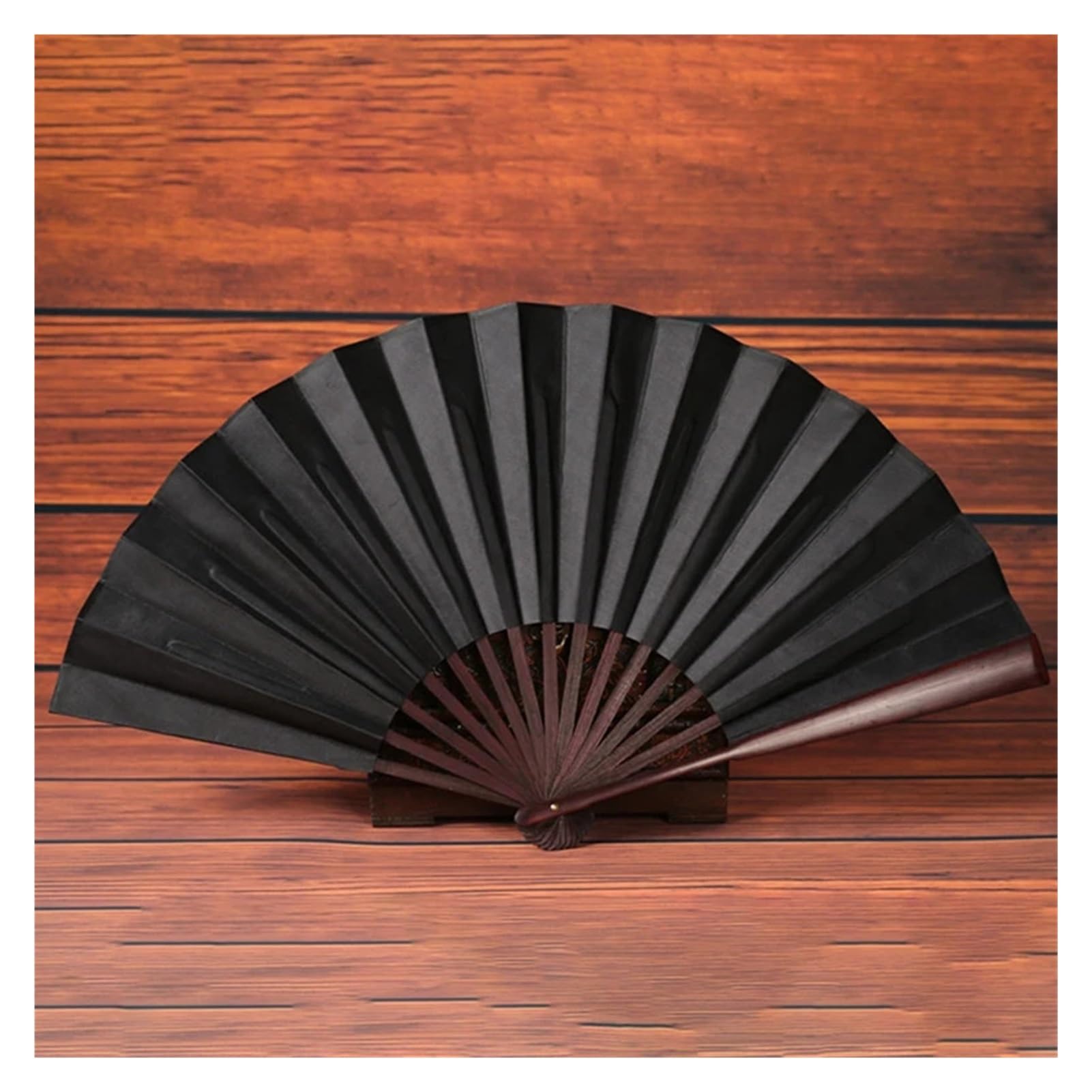 DYMKIE 8 inch Hand Silk Cloth DIY Folding Fan Antiquity Folding Fan DIY Calligraphy Painting(Black)