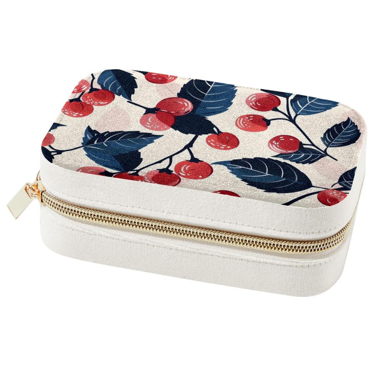 Boîte à bijoux de voyage motif cerises pour protéger vos accessoires en vacances