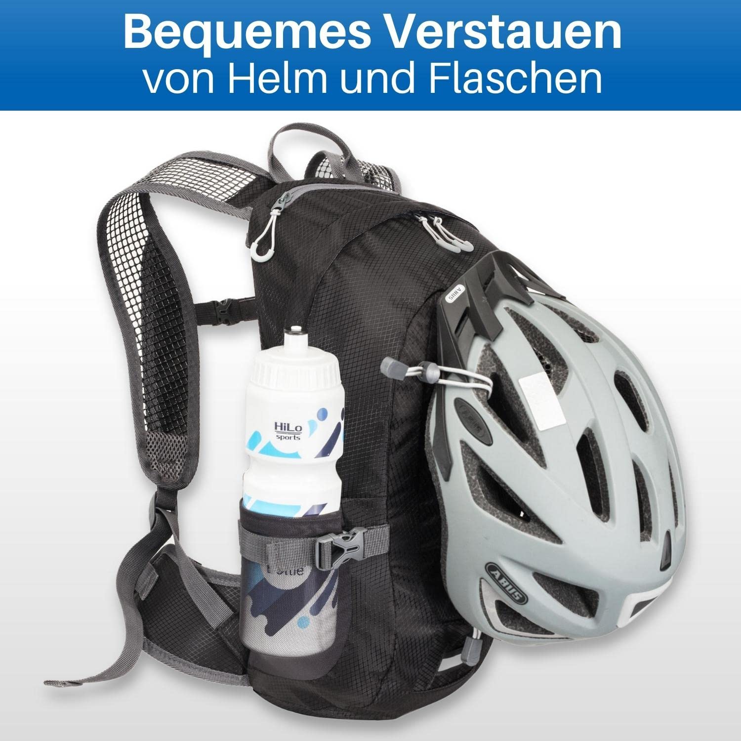 HiLo sports Radrucksack Allrounder 14 Liter - Fahrradrucksack mit Rücken Ventilationssystem - Wasserabweisender MTB Rucksack Sport - Tages Rucksack