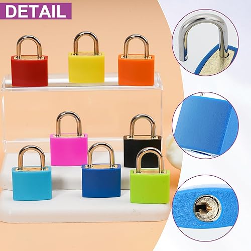 Miniatura 3 de 16 candados de maleta con llave, candados pequeños de metal para mochila, mini candado con llave multicolor, candado pequeño con llave, candado