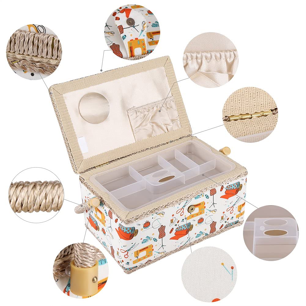 Taille du panier à coudre, boîte à couture au design effronté de points, boîte à couture de fil à coudre aiguille, accessoires ménagers Divers organisateurs de rangement portables et de grande taille