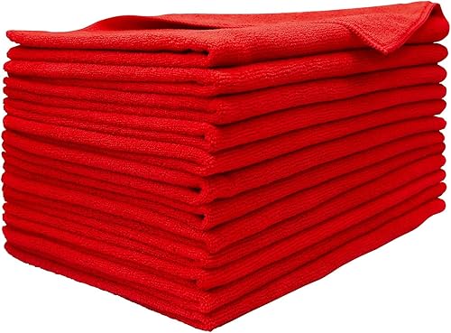 Miniatura 1 de Topseedz Toalla de limpieza multiusos de microfibra XL, 12 unidadespaquete (16 x 27 pulgadas) (rojo, 12)