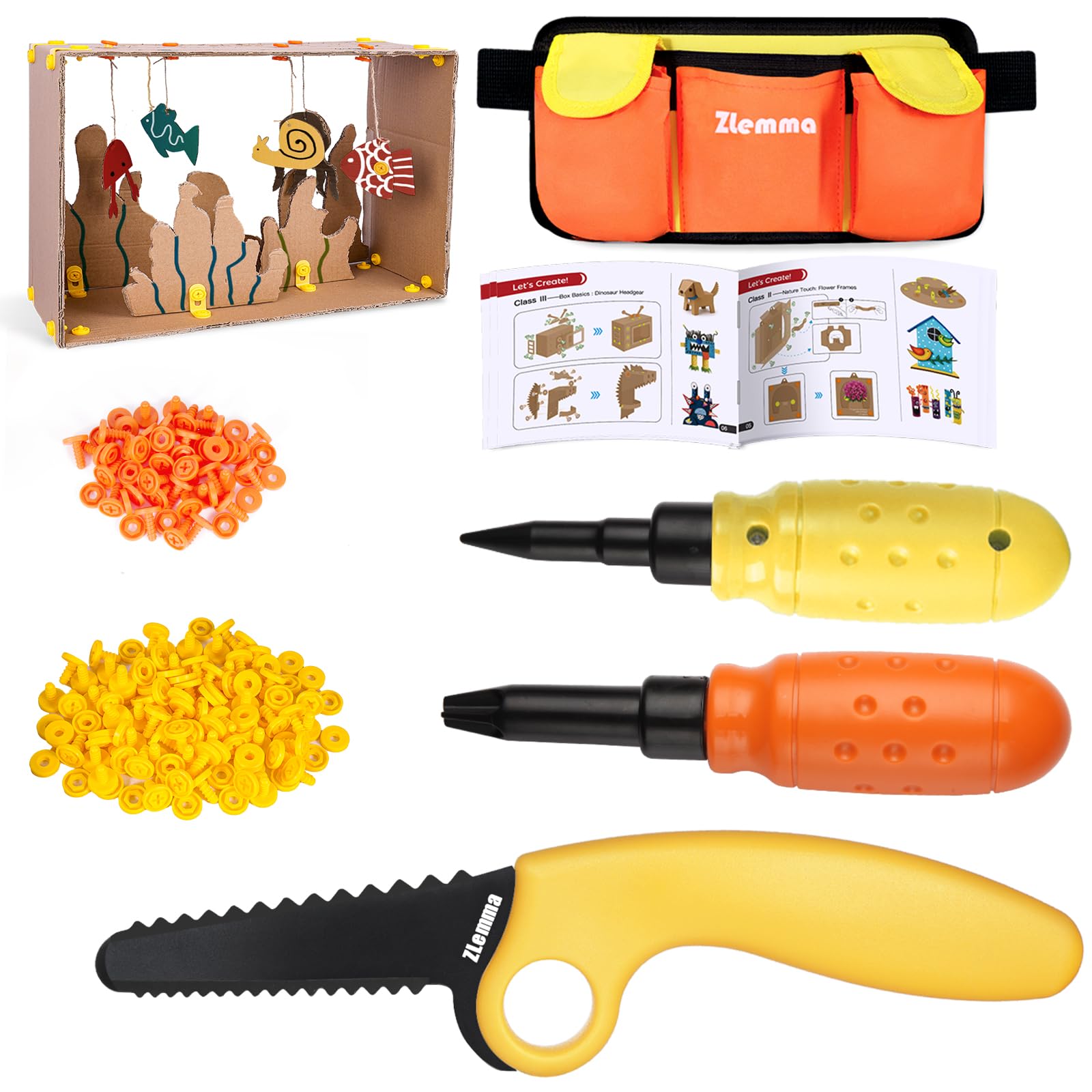 ZLemma Cardboard Construction Tool Kit -Educational Toys for at-Home Play + Classroom Learning | Reusable Cardboard Tools for Kids (ZL030ES)