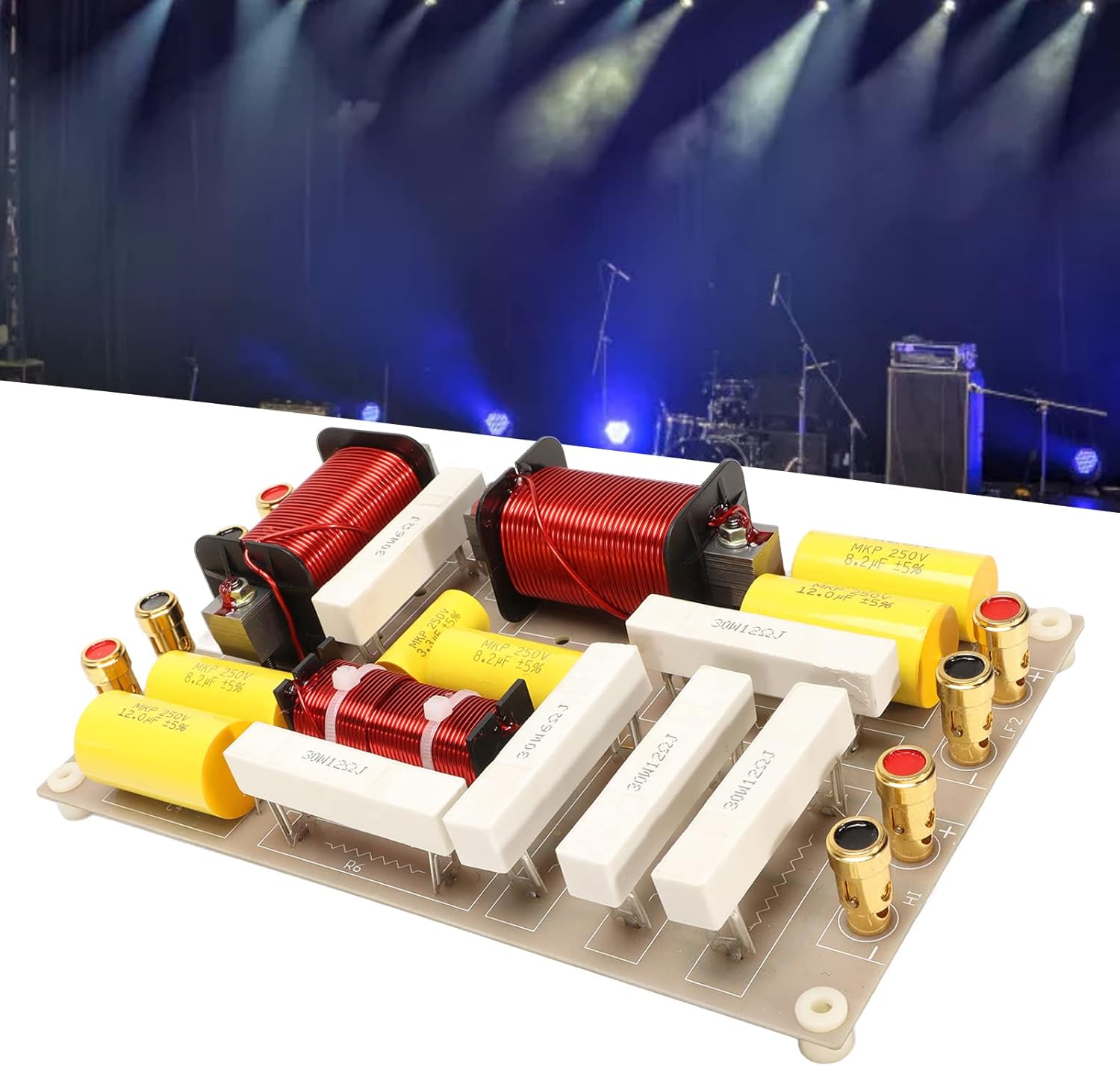3 Way Passive Crossover, Frequency Divider with 1 High and 2 Low, Terminal Block, 800W Audio Video Speaker Crossover Parts for 10 to 18 inch Professional Stage Speakers