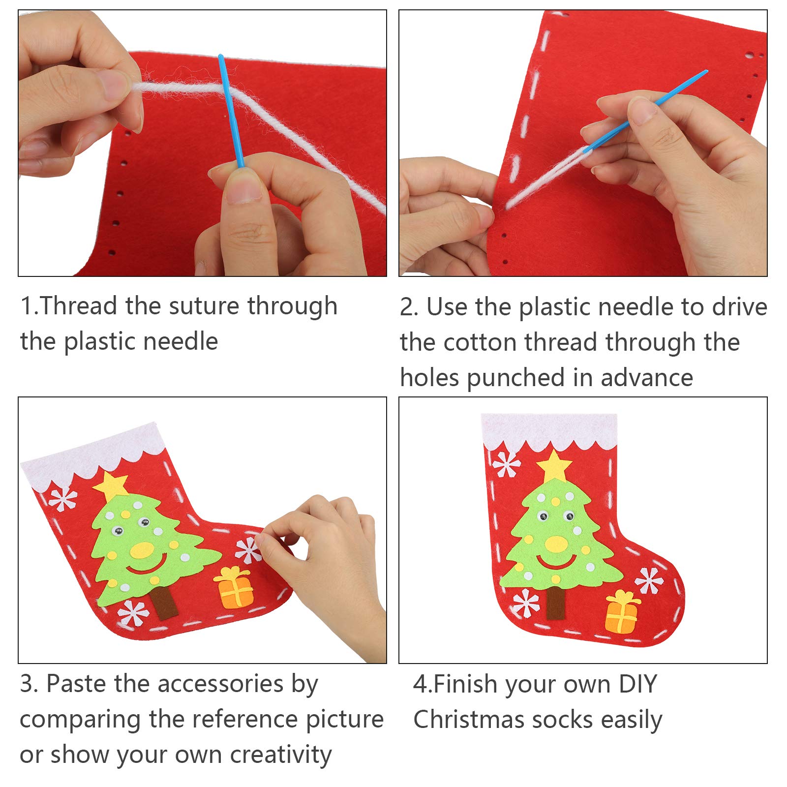Kit DIY Pour Fabriquer Des Chaussettes De Noël En Feutrine - 8 Pièces, Matériel Complet Pour Activités Manuelles Enfants