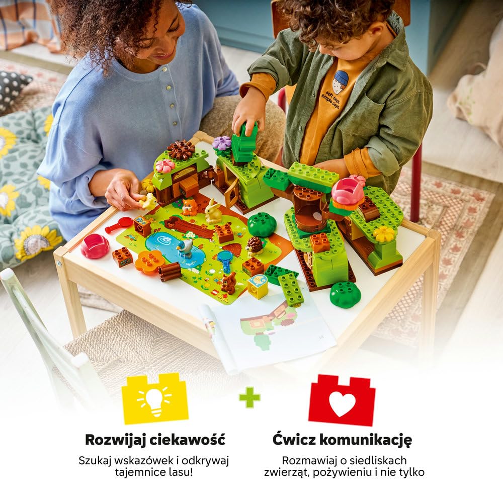 LEGO DUPLO Las odkrywców z dzikimi zwierzętami 10480 | leśne zwierzęta, klocki dla 3-latka, prezent dla dziewczynki i chłopca 3+, figurki zwierząt, 131 elementów