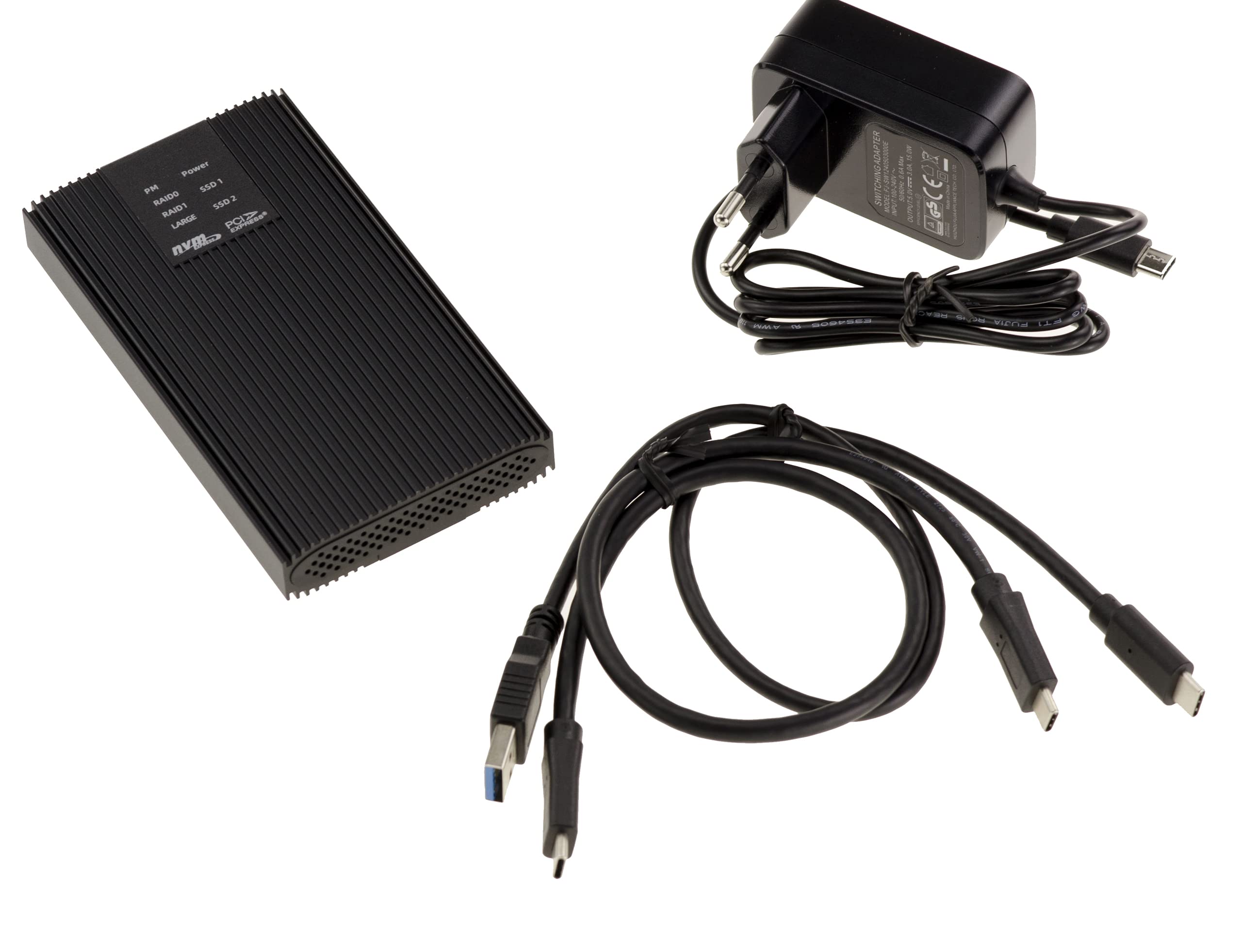 KALEA-INFORMATIQUE Aluminiowa obudowa USB 3.2 10G na dwa dyski SSD M2 NVMe. Niezależny montaż dwóch dysków lub w konfiguracji Hardware Raid 0 1 Large. Interfejs USB A lub C