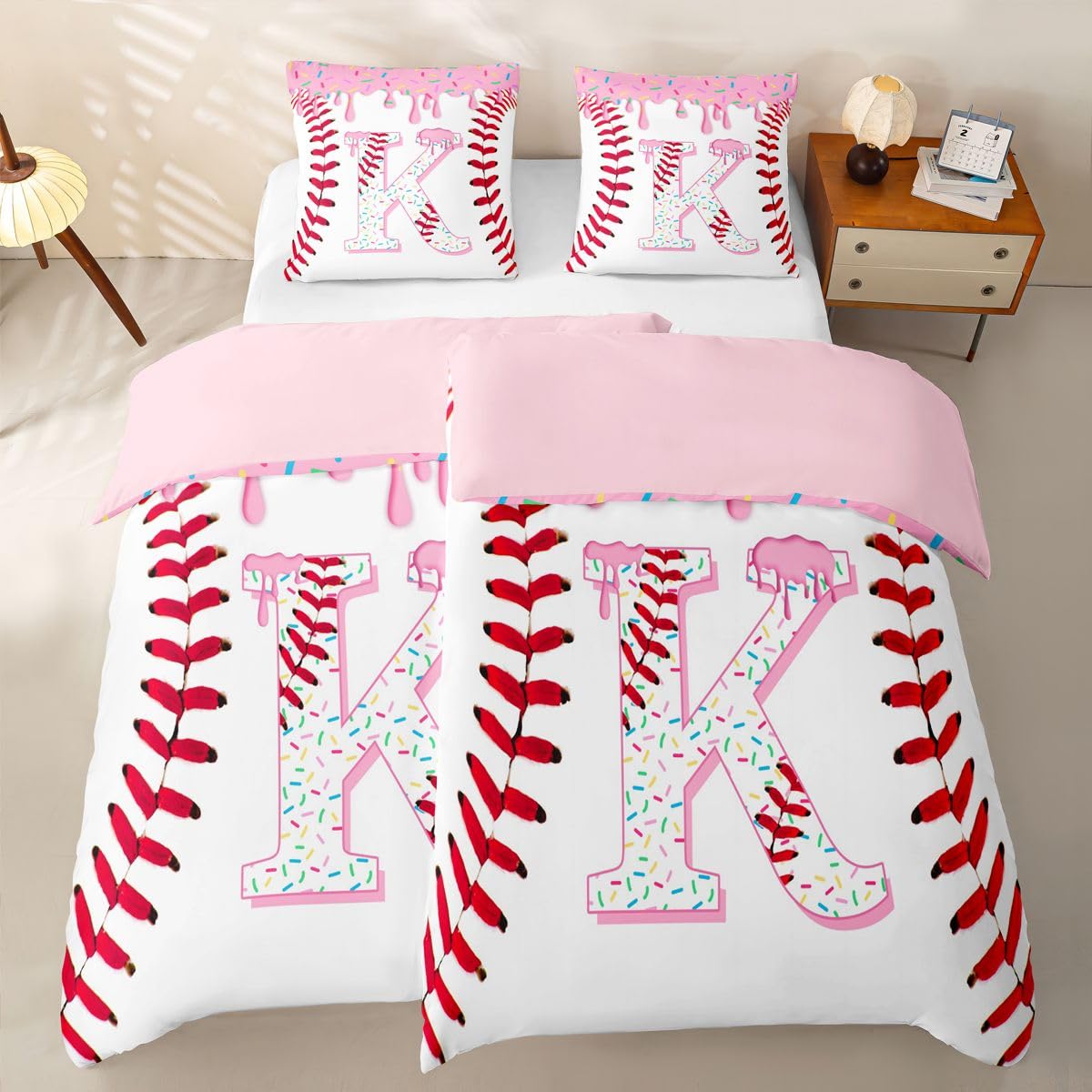 Homewish Rosa Eiscreme Tropf Bettwäsche Set 155x220 4teilig