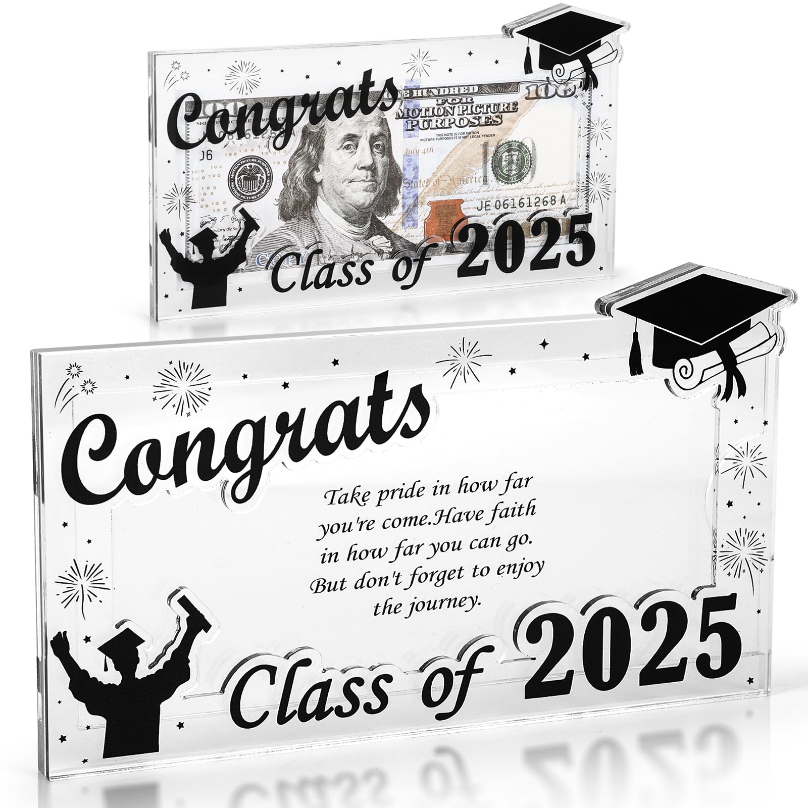 2025 Graduation Money Holder,Acrylic Graduation Gifts Money Cards Envelope Wallet Gifts for Graduates, High School,Graduation Party Favor Supplies