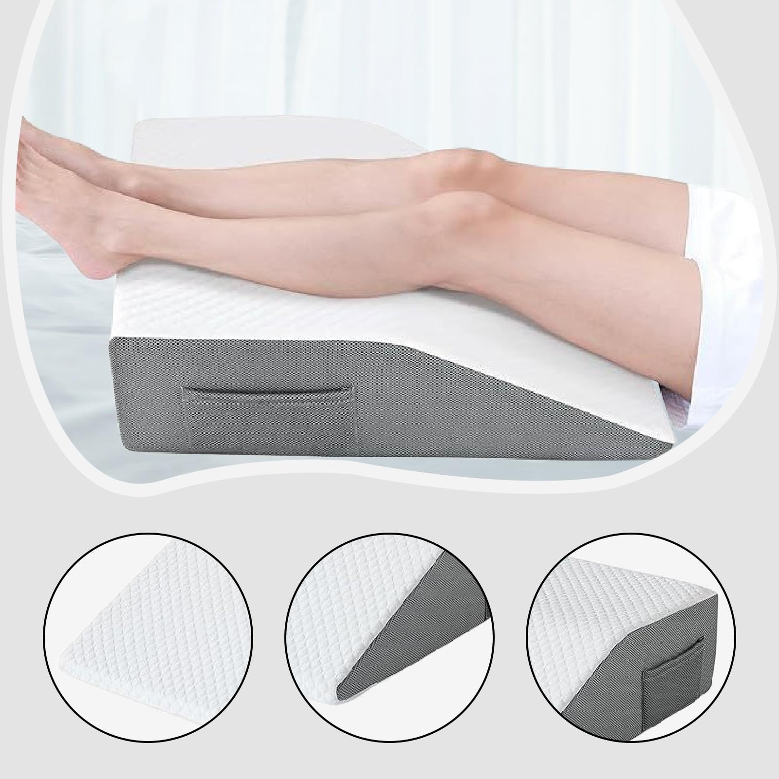kowaku Cojín Elevador de Piernas, Soporte para Piernas, Cojín en para Cama, Cómodo, Antideslizante, Ergonómico, Funda Extraíble, Height 10 Inch