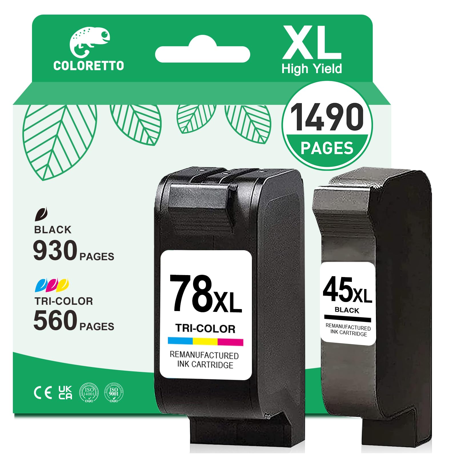COLORETTO 45XL 78XL Sostituzione Cartucce per HP 45 XL 78 XL Compatibile con DeskJet 952C 959C 960C 960CSE 960CXI 970CSE 970CX 970CXI 980C 980CXI Nero e Colore Comb Pack