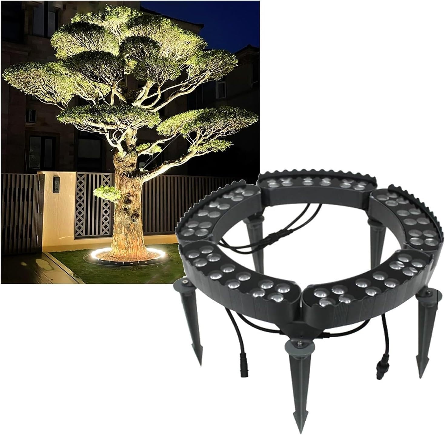 k3Mq9Rw Solar Tree Lights LED Ring Tree Lights, Ideal For Decorating Garden Palm Trees(Warm White,5 Packs)