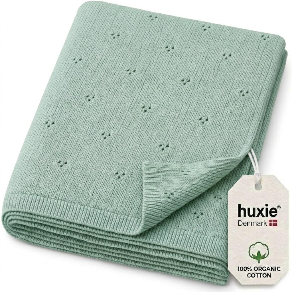 Pointelle Knit Baby Blanket – 100% Organic Cotton, Newborn Crib Quilt