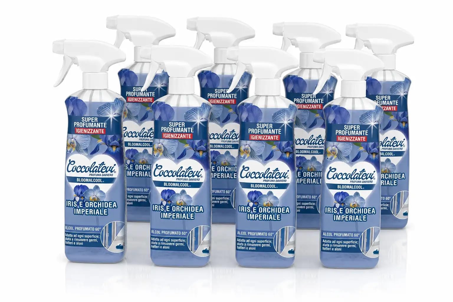 COCCOLATEVI Bloomalcool 60° (750 ml (Confezione da 9), Iris e Orchidea Imperiale)