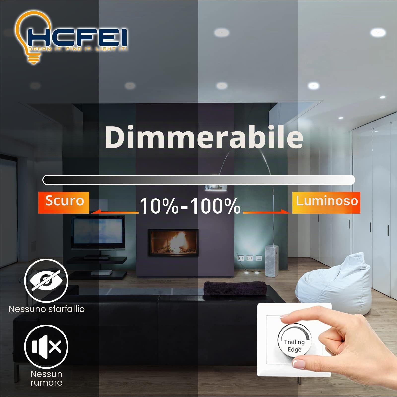 HCFEI 10x Faretti LED da Incasso nero per cartongesso, Orientabile con Porti Luce Bianco Caldo 5W Pari a 50W 3000K Dimmerabile Angolo a Fascio 120 Gradi AC 230V