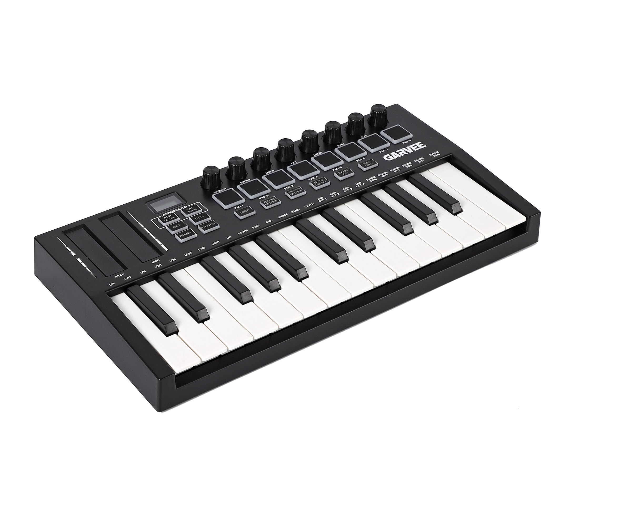 25-Key MIDI Keyboard Controller, Compact USB/DAW Integrated Keyboard with 8 Drum Pads, 8 Knobs &amp; OLED Display, Perfect for Beat Makers, Music Production