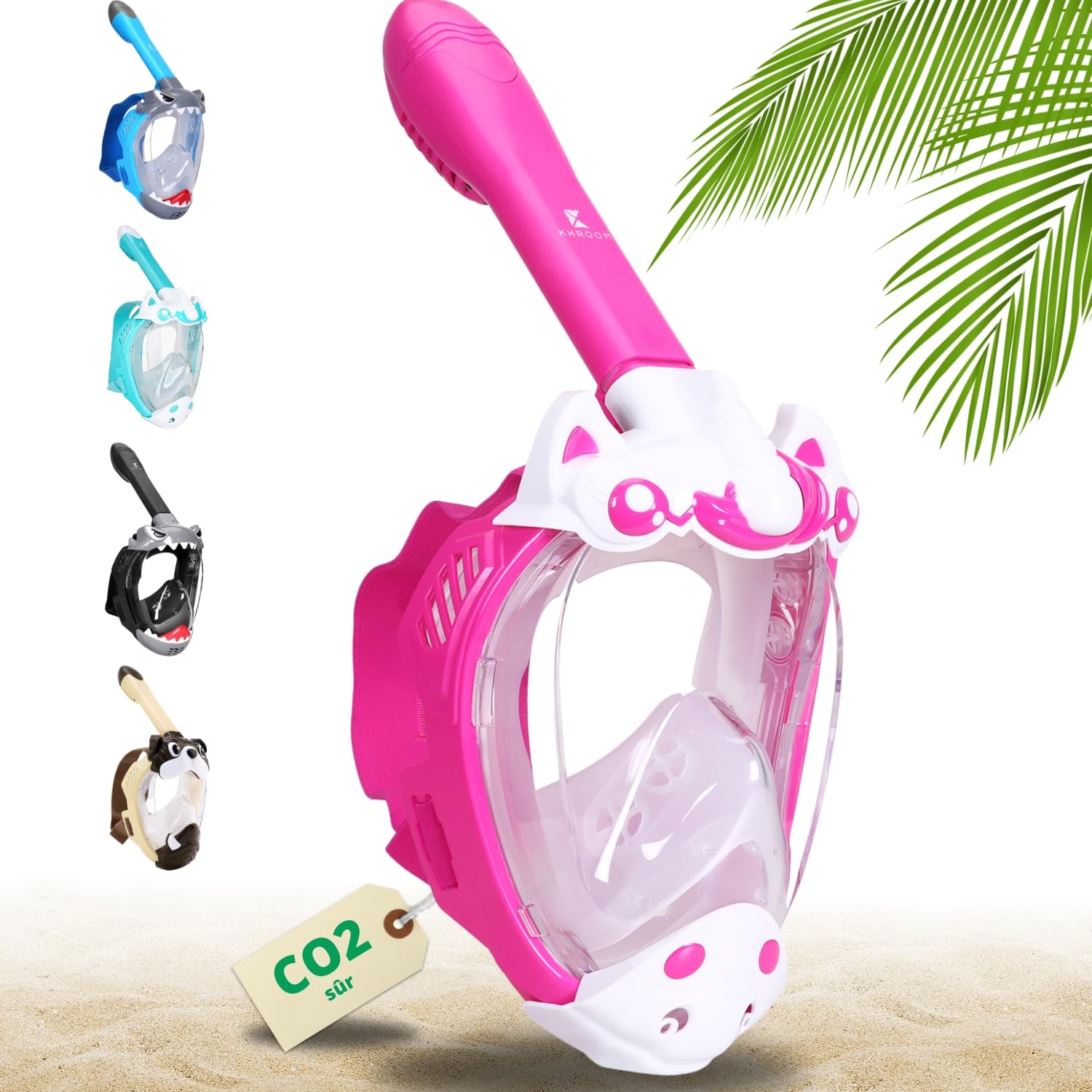 Khroom Masque de Plongée et de Snorkeling pour Enfants dès 3 Ans | Certifié sans Risque de CO2 par TÜV | Masque Intégral avec Tuba | Confort et Sécurité pour la Plongée