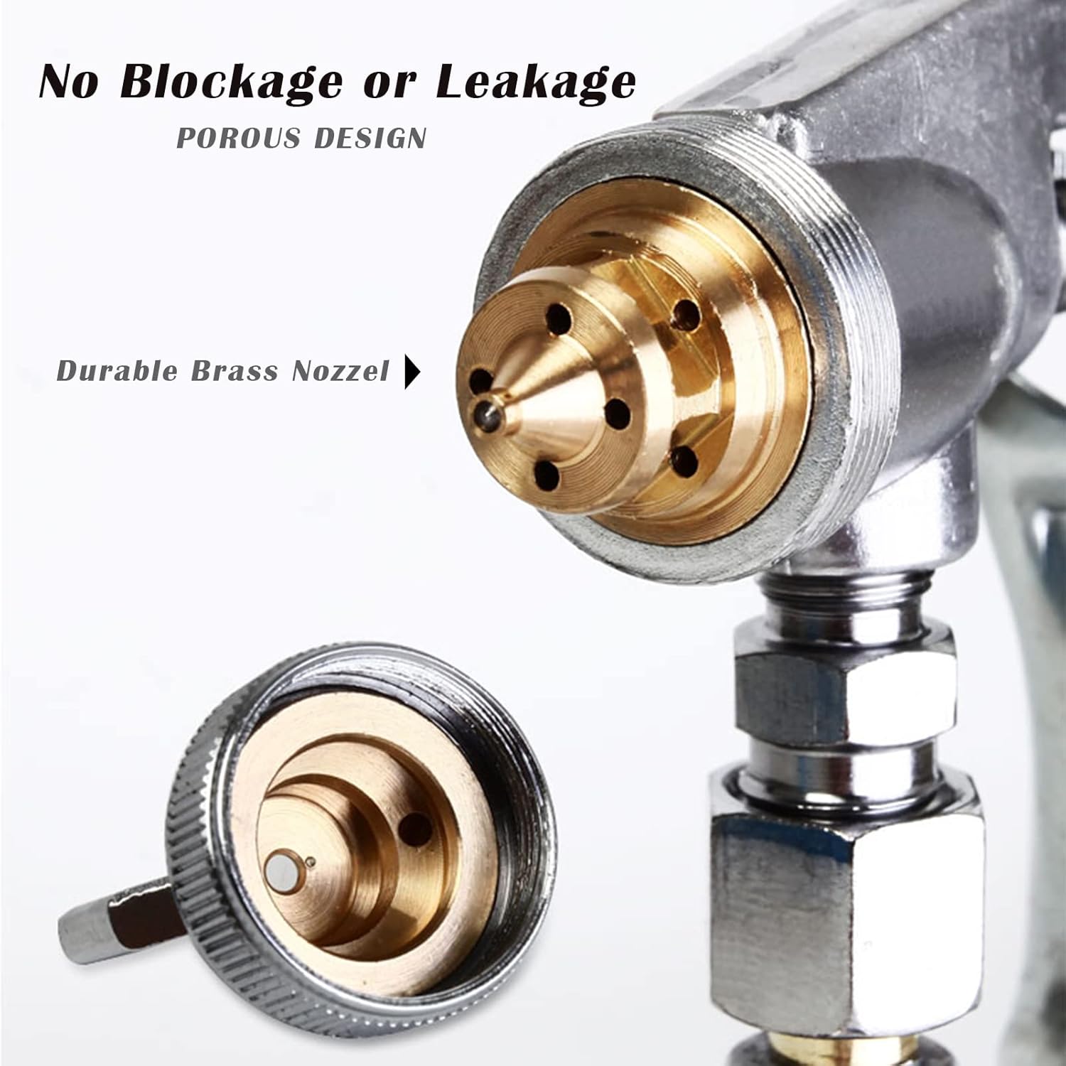 Close-up of Wokyo F-75G HVLP spray gun nozzle