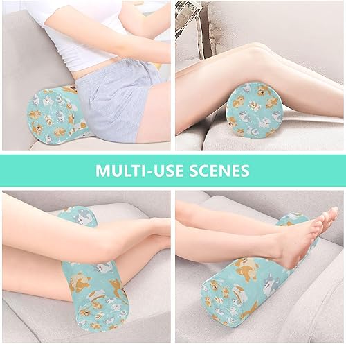 Miniatura 7 de Almohada cilíndrica redonda para aliviar el dolor de cuello, suave y transpirable, almohada de espuma viscoelástica de viaje con funda extraíble