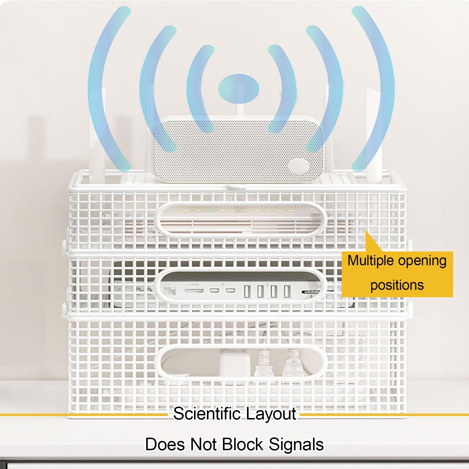 Scatola nascosta per router WiFi, armadietto di archiviazione per router multimediale, organizer per gestione dei cavi della ciabatta, design con clip per un facile smontaggio, non si deforma