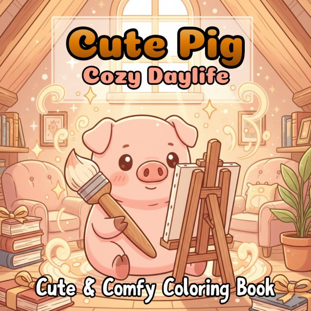 Cute Pig Cozy Daylife: Coloring Book For Kids And Adults Featuring 50 Cute Pig Coloring Pages Doing Fun Activities Like Beach Scenes And Cozy Moments That Are Easy To Color And Enjoy.