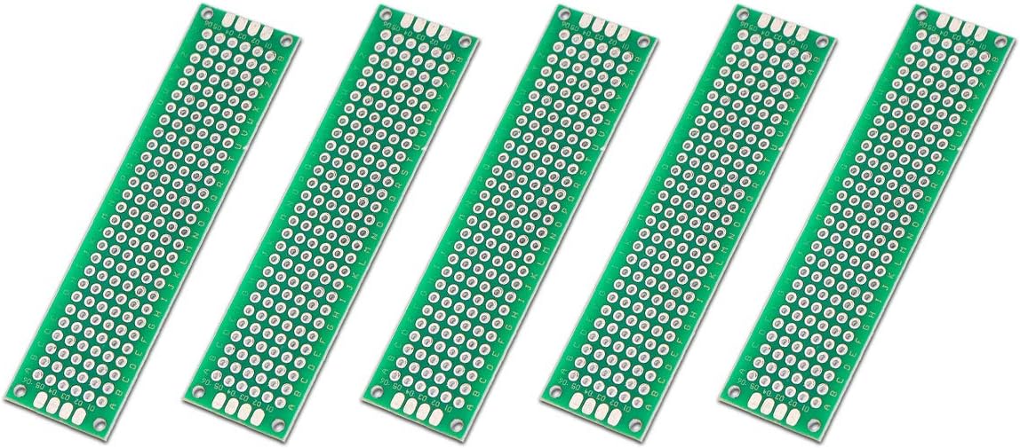 Electronicspices 2 x 8 cm Universal PCB Prototype Board Double-Side Green-5pcs