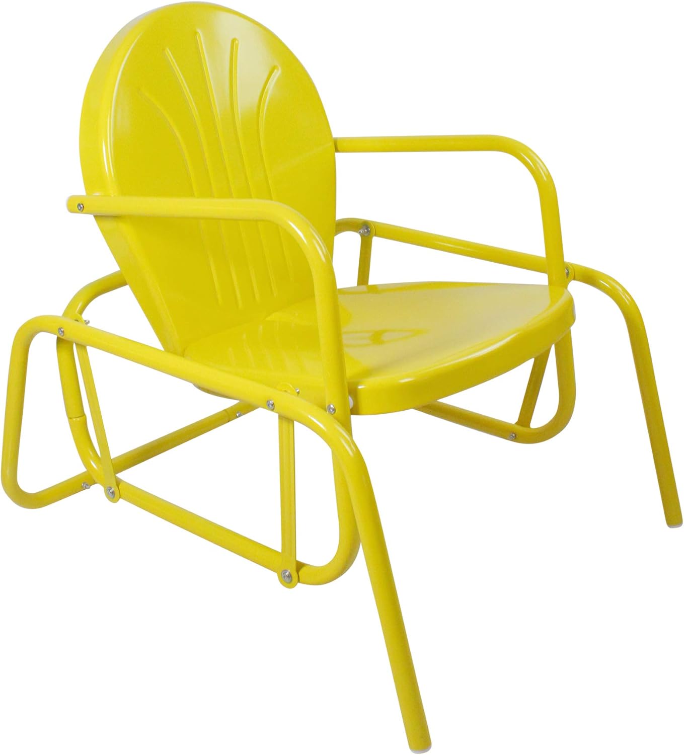Northlight Outdoor Retro Metal Tulip Glider Patio Chair, Yellow