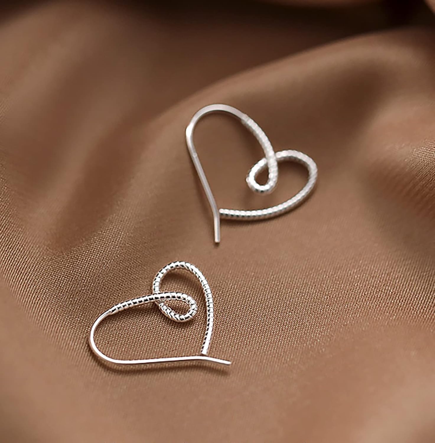 Reffeer Solid 925 Sterling Silver Sweet Love Heart Hoop Earrings for Women Teens Love Heart Open Hoop Earrings - Image 4