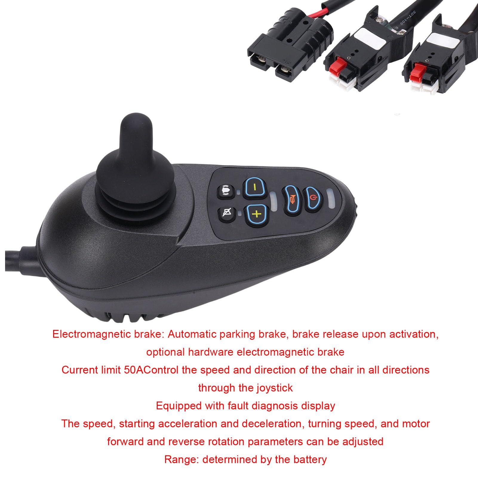 Controlador de Palanca de Mando para Silla de Ruedas Eléctrica, Palanca de Mando Hall 50A con Retención de Rampa EABS y Control de Velocidad Flexible, para Dispositivo de