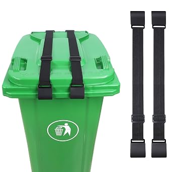 2PCS Trash Can Locks for Animals,Bear Proof Trash Can Locks with Durable Metal Claws, Adjustable Strap Fit for Most Outdoor Garbage Cans 28-96 Gallon