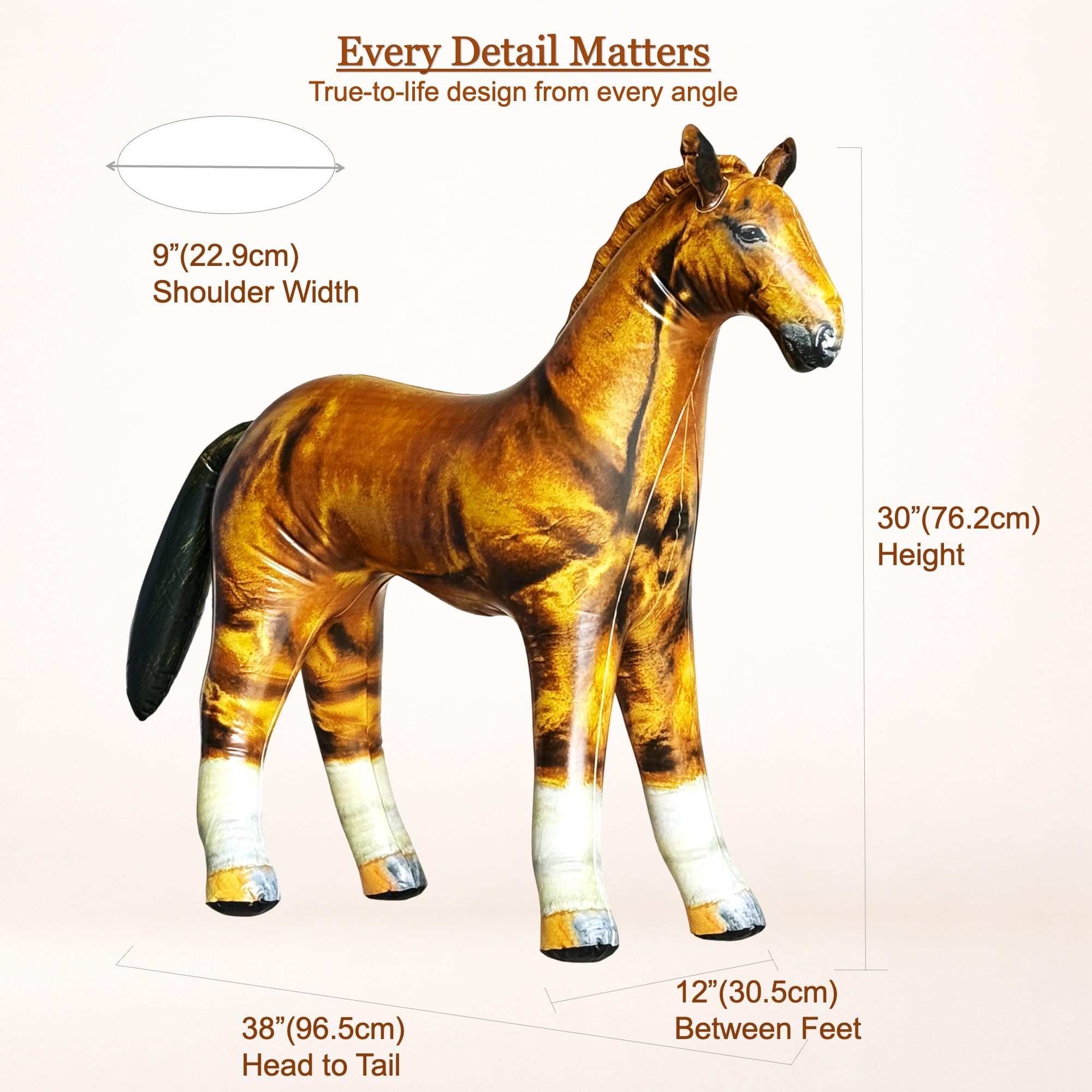 Jet Creations 38" L, Inflatable Horse Toys, Golden Brown Blow-Up Horse Toy Figure for Decoration or Play, Livestock Theme Party, Birthday, VBS, Photo Prop, Thanksgiving, Christmas Winter — Amazon image 2