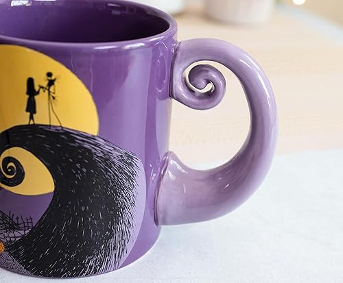 Miniatura 5 de Disney The Nightmare Before Christmas Jack & Sally - Taza de cerámica con mango en espiral | Taza de café grande sin BPA para bebidas, artículos